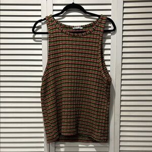 Zara Brown and Black Ribbed Tank Top